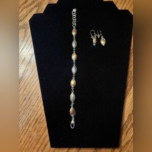 Brighton Silver and Brown Women's Bracelet and Earrings
